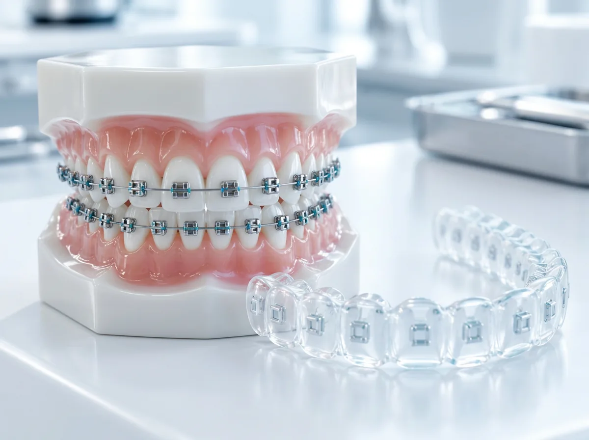 Braketli ortodonti modeli ve şeffaf transfer tepsisi